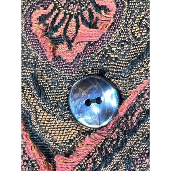 Chicos Floral Jacket L Orange Retro Boho Western Paisley Tapestry Artsy Classic - Picture 6 of 13